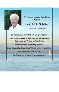 Nachruf Fritz Schiller