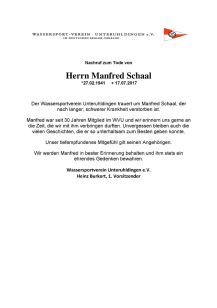 Nachruf Manfred Schaal