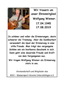 Nachruf Wolfgang Wiemer